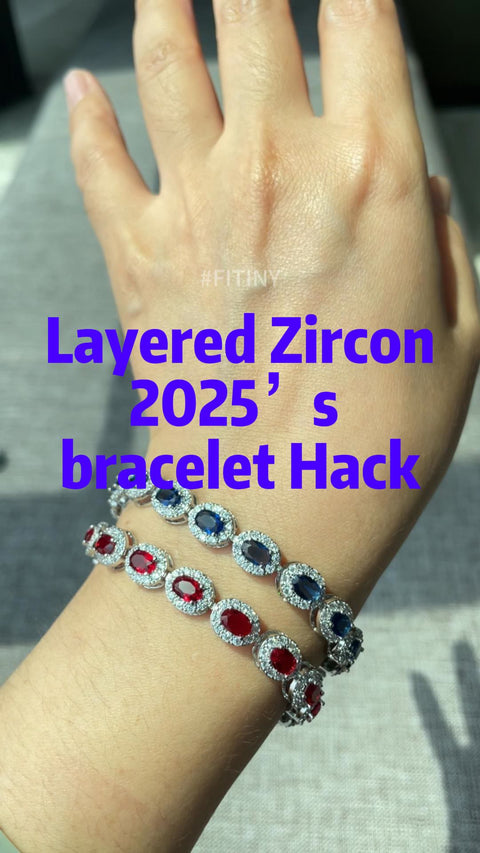 Bracelet halo en CZ multicolore porté à la main
