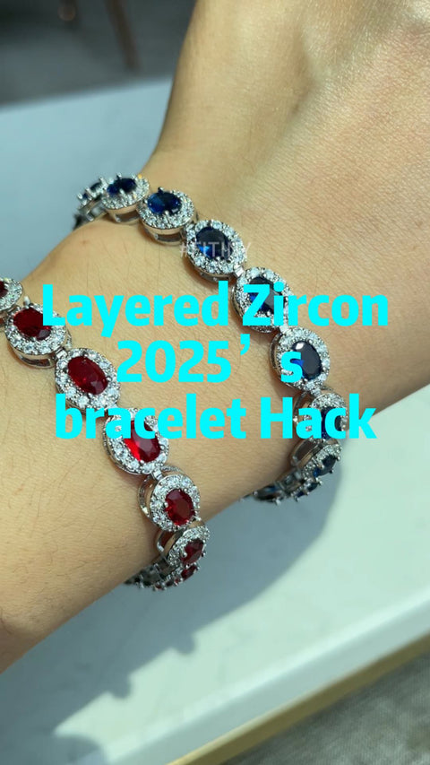 Astuce de superposition pour bracelet tennis halo rouge et bleu