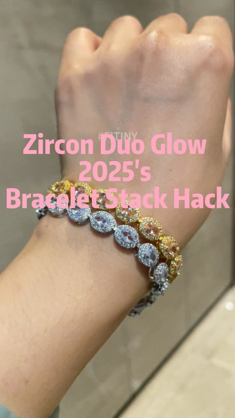 Colorful CZ Halo Bracelet Stack on Wrist