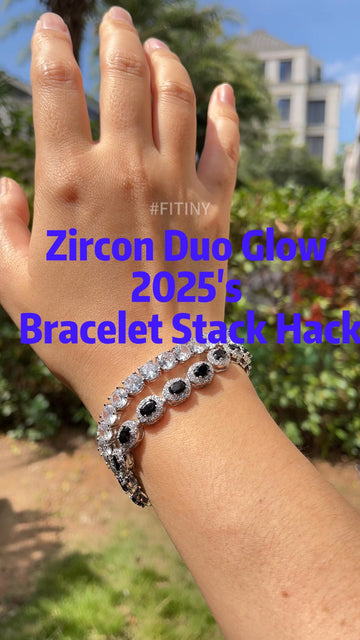 Black and Clear CZ Bracelet Stack in Sunlight