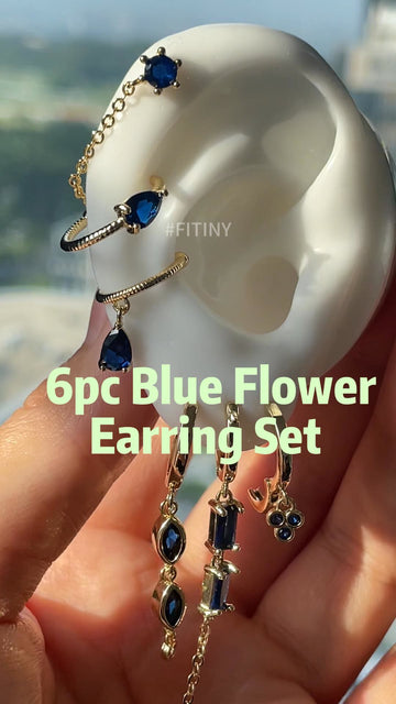 Blue Zircon Tassel Earrings on Ear Display