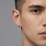 S925 Magnetic Moissanite / CZ Stud Earrings worn by male model – luxury studio portrait