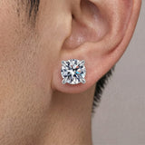 Close-up of S925 Magnetic Moissanite / CZ Stud Earrings on ear
