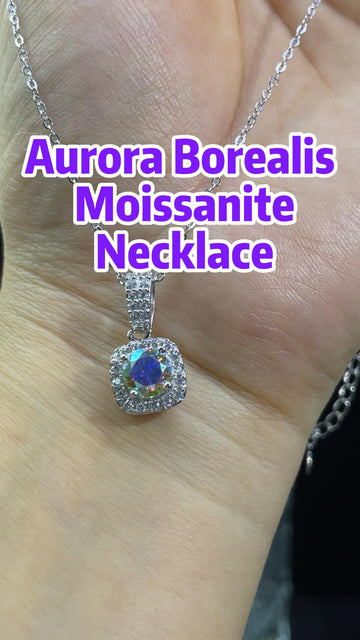 Aurora Borealis  Moissanite  Necklace