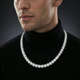 Man wearing a 4mm iced out moissanite tennis chain necklace