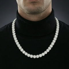 Man wearing a 5mm iced out moissanite tennis chain necklace