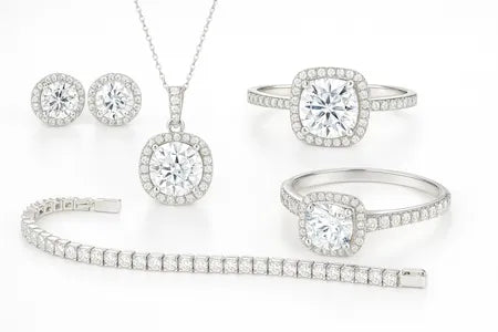 White Moissanite, WD-color clarity for a diamond-like look that pairs with everything.