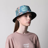 The printed fisherman's hat can be worn on both sides
