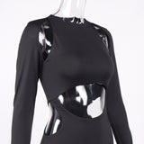 Floerns Women's Sexy Solid Long Sleeve Bodycon Maxi Dress