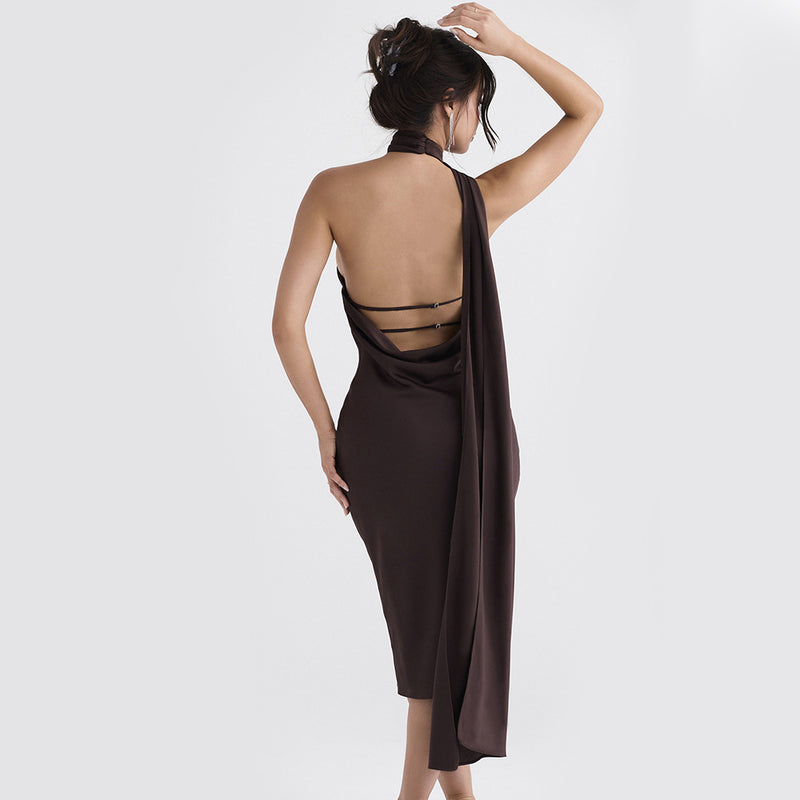 Halter Neck Off-the-Shoulder Backless Slim Dress