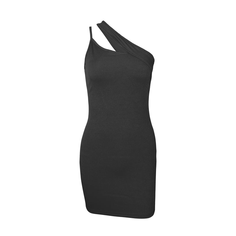 Women's Ruched Mini Dress Sexy One Shoulder Sleeveless Party Cocktail Bodycon Short Dresses