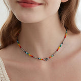 Rainbow Smiley Beaded Necklace