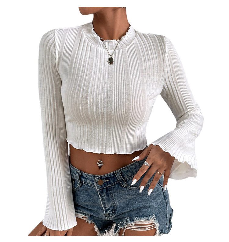 Womens Tops Long Sleeve T-Shirts Fitted Cotton Crewneck Tee