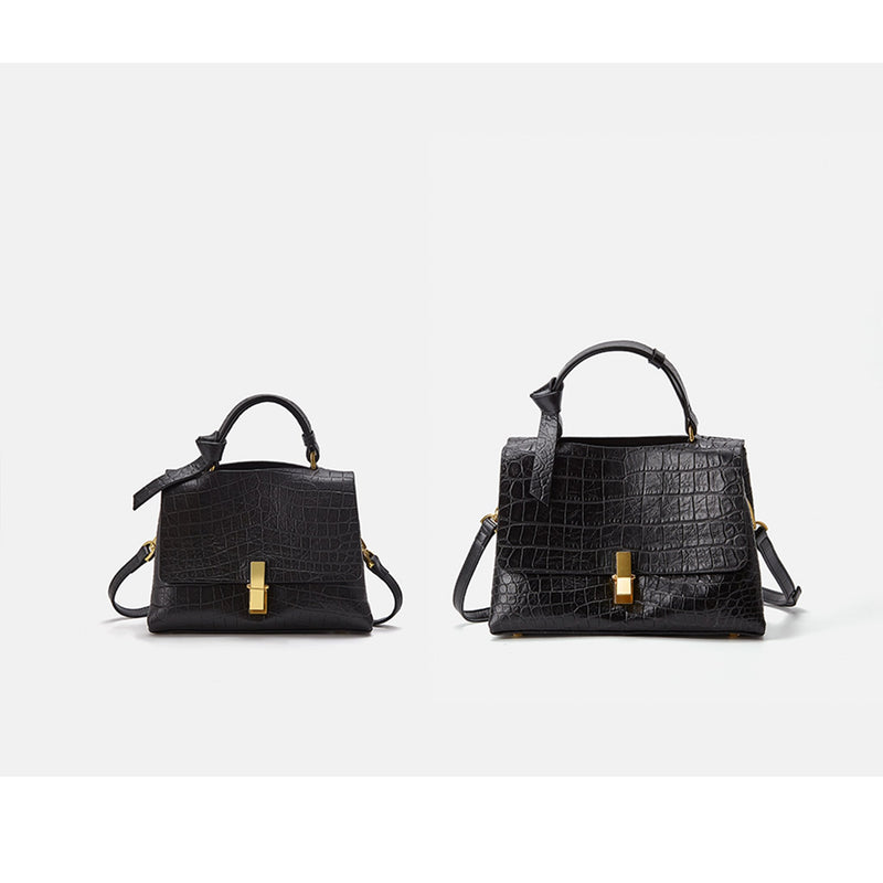 Black Leather Handbag Purse - Fitiny