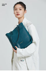 Amazing Song Bucket Bag Shoulder Document Bag Versatile Tote Bag Leather Large Capacity