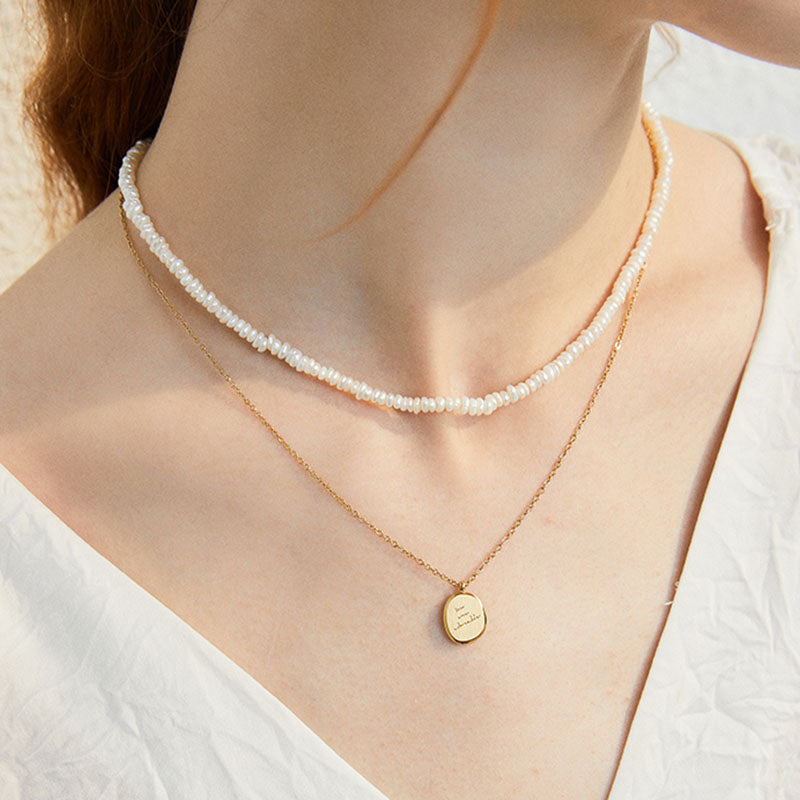 Double-layered freshwater pearl necklace