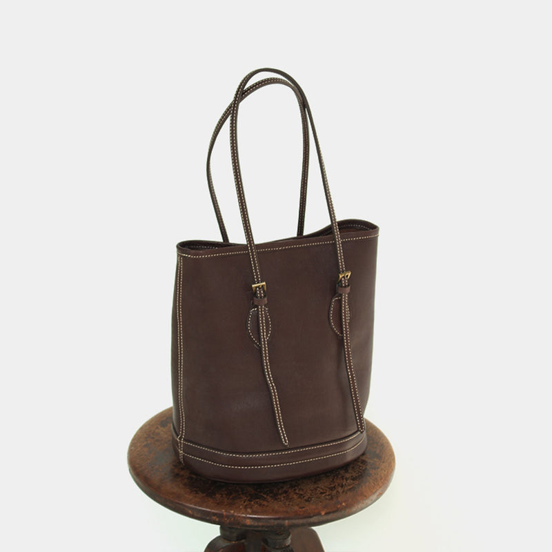 Leather Handbag Vintage Bucket Bag - Fitiny