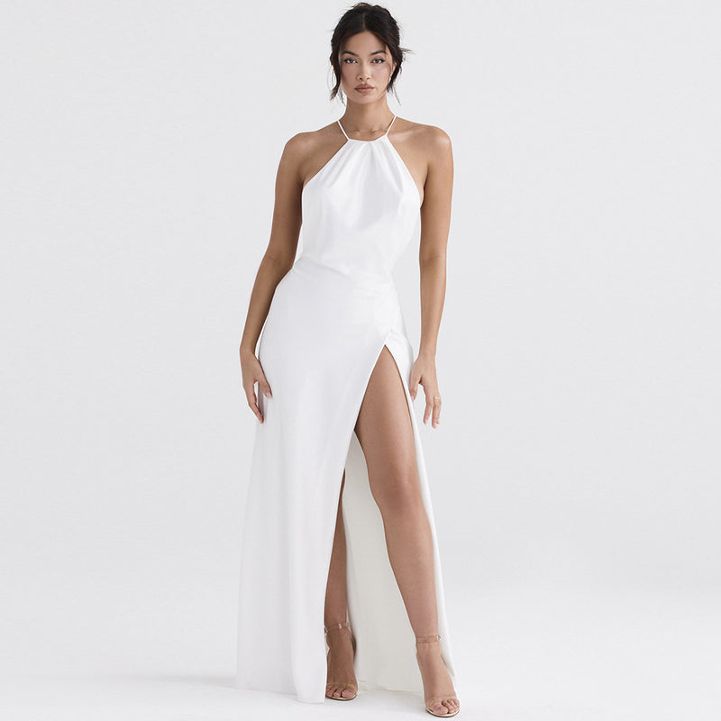 White Thigh Slit Maxi Dress