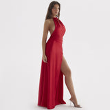 Red Thigh Slit Maxi Dress