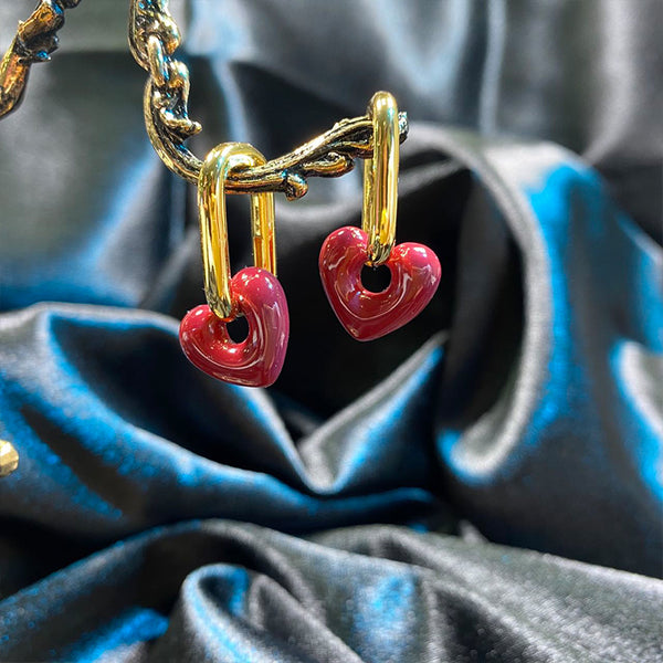 Enamelled Love Earrings