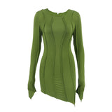 Irregular Crew Neck Sexy Skirt Skinny Hip Dress