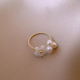 Pearl Shell Flower Index Finger Ring